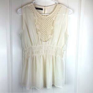 Zara embroidered scoop neck tank top